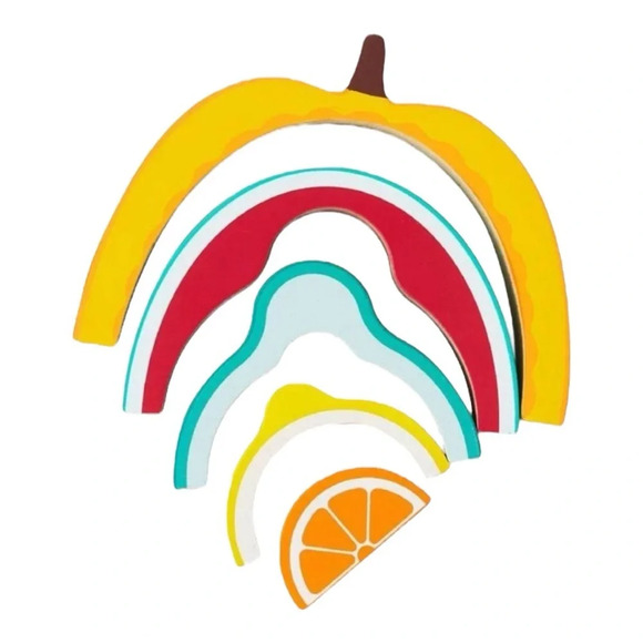 Fao Schwarz 5 pc Fruit Stacker Wood Puzzle Building Set - Picture 4 of 5